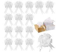 MEZOKUCEL 90pcs Coccarde Fiocco per Fiocchi Matrimonio, Coccarde Bianco Autotiranti Matrimonio, Coccarda Matrimonio Battesimo Auto Decoro