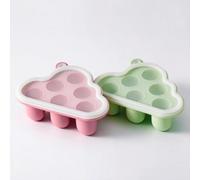 MEZOKUCEL Set 2 Stampini Svezzamento Silicone, Stampi 6 Scomparti con Coperchio per Pappe e Cubetti Ghiaccio, Senza BPA, Verde & Rosa