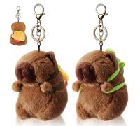 Mezrkuwr 2 portachiavi in peluche Capybara, tartaruga e hamburger, realistico capybara, giocattolo, ciondolo capybara, regalo di compleanno, multicolore, L