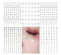 Mezrkuwr 5 fogli adesivi Face Gems Face Jewels autoadesivi corpo occhi viso chiodo cristallo strass arcobaleno per donne accessori festival nail art