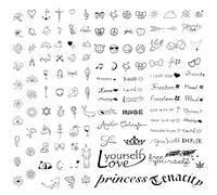 Mezrkuwr 8 fogli 120 pezzi tatuaggi temporanei da attaccare scritte piccoli motivi su parole motivanti tatuaggio finto adesivo nero tatuaggi adesivi per donne uomini