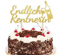 Mezrkuwr Finalmente pensionato, decorazione per torta di pensione, decorazione per torta dorata, decorazione per torta con glitter, decorazione per torte