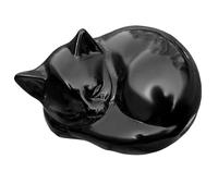 Mezrkuwr Gatto ossidiana nero, cristalli, figura, gatto addormentato, decorazione, statua di pietra curativa, regalo, lucido, pietre preziose intagliate, scultura, ufficio