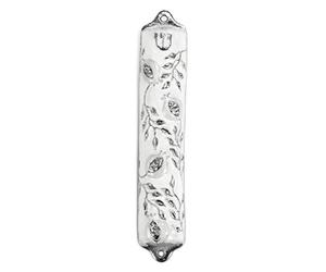 Mezuzah Case - Custodia per Mezuzah, design dell'albero di melograno realizzata in peltro, Gerusalemme Giudaica, custodia per porta Mezuza 10,2 cm, colore bianco matrimonio