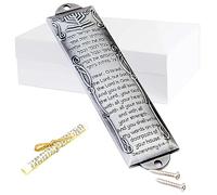Mezuzah con pergamena per porta, placca mezuzah in metallo Prefdo per porta esterna, custodia ebraica per porta mitzvah, regali ebraici, regalo di benedizione per l'inaugurazione della casa (argento)