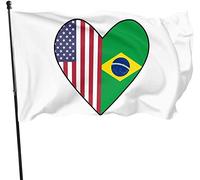 Mezza bandiera del Brasile Mezza bandiera USA Cuore d'amore Deterrente Patrol Flag 3X 5Ft Banner con occhielli Decorazioni per interni all'aperto
