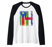 Mezza Bandiera della Repubblica Centrafricana del Sud su Maglia con Maniche Raglan