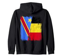 Mezza bandiera della Repubblica Democratica del Congo Belgio Felpa con Cappuccio