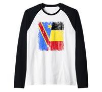 Mezza bandiera della Repubblica Democratica del Congo Belgio Maglia con Maniche Raglan