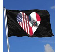 Mezza bandiera della Repubblica Dominicana Mezza bandiera USA Cuore d'amore Deterrente Patrol Flag 3X 5Ft Banner con occhielli Decorazioni per interni all'aperto