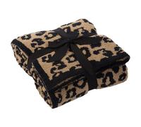 Mezza coperta di velluto in lana Coperta per bambini lavorata a maglia con stampa leopardata Coperta lavorata a maglia foderata in pile Cope