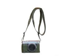 Mezza custodia protettiva per fotocamera Fuji XE5, custodia in pelle PU metà inferiore, con tracolla, accesso rapido, semi-copertura, 10 x 10 x 5 cm (verde)