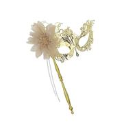 Mezza faccia in maschera con strass a forma di fiore in metallo, per donne, Halloween, cosplay, ballo studentesco, coppia