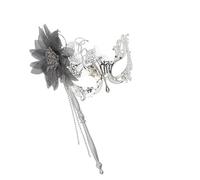 Mezza faccia in maschera con strass a forma di fiore in metallo, per donne, Halloween, cosplay, ballo studentesco, coppia