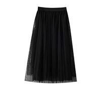 Mezza gonna estiva da ragazza in tessuto seersucker pressa pieghettata, mezza gonna da principessa vento, da 1 a 10 anni, leggings corti, Nero , 5-7 anni