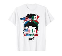 Mezza messicana e americana Messico America USA bandiera ragazza divertente Maglietta