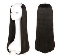 Mezza parrucca a forma di U da 61 cm, capelli sintetici lisci con estremità leggermente ondulate, per parte centrale intorno alla testa, invisibile, colore nero e marrone