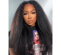 Mezza parrucca diritta crespa capelli umani densità 200% 3 in 1 Wear and Go Parrucche senza colla Capelli umani mezza parrucca Kinkystraight senza cuciture Flip Over parrucca capelli umani senza colla