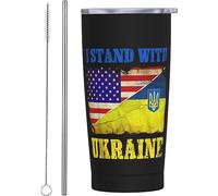 Mezza Ucraina Ucraina Bandiera americana Bicchiere in acciaio inossidabile con isolamento sotto vuoto Tazze da caffè da 20 once Tazza da viaggio Tazza da acqua