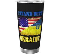 Mezza Ucraina Ucraina Bandiera americana Bicchiere in acciaio inossidabile con isolamento sotto vuoto Tazze da caffè da 20 once Tazza da viaggio Tazza da acqua