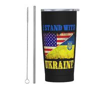 Mezza Ucraina Ucraina Bandiera Americana Bicchiere Magro in Acciaio Inossidabile Tazza da Viaggio 20 Oz Doppia Parete Sottile Tazza da caffè Isolata con Coperchio a Prova di Spruzzi e Cannuccia e Spa