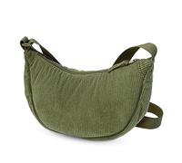 Mezzaluna - Borsa a tracolla da donna, a mezza luna, con tracolla regolabile, colore: verde oliva