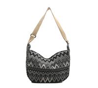 Mezzaluna Borsa a tracolla per donne e ragazze, in tela, stile bohémien, grande borsa a tracolla per shopping e lavoro, Nero , Organizer per borse