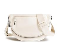 Mezzaluna Borsa per donne e uomini, alla moda, media, in nylon, pieghevole, a forma di luna crescente, borsa a tracolla singola con tracolla regolabile, Beige, Moda e tempo libero