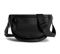 Mezzaluna Borsa per donne e uomini, alla moda, media, in nylon, pieghevole, a forma di luna crescente, borsa a tracolla singola con tracolla regolabile, nero, 6 inches wide and 5 inches tall, Moda e
