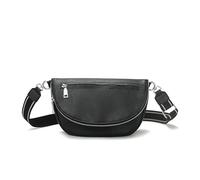 Mezzaluna Borsa per donne e uomini, alla moda, media, in nylon, pieghevole, a forma di luna crescente, borsa a tracolla singola con tracolla regolabile, Z-PU-Nero, Moda e tempo libero