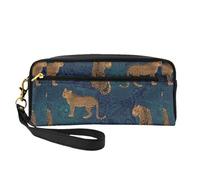 Mezzanotte della giungla leopardata, Borsa per il trucco Borsa per cosmetici Borsa da viaggio portatile da toilette Astuccio in pelle per donne e ragazze