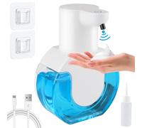 Mezzar Dispenser Sapone Automatico, 420ml Dosatore Sapone Schiuma da Parete 4 Livelli Regolabili Distributore Automatico Sapone per Cucina Bagno Ufficio Hotel (Bianco, 420 ml, Rettangolare)
