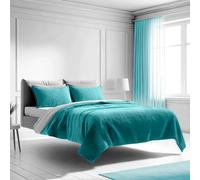 Mezzati Prestige - Set con copripiumino in morbida microfibra spazzolata, set di 3 pezzi (queen size, blu oceano)