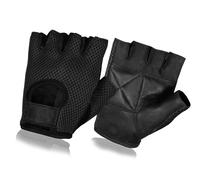 Mezze Dita Guanti Da Ciclismo Biciclette Vera Pelle Tela Sollevamento Pesi