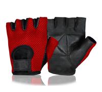 Mezze Dita Guanti Da Ciclismo Biciclette Vera Pelle Tela Sollevamento Pesi