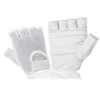 Mezze Dita Guanti Da Ciclismo Biciclette Vera Pelle Tela Sollevamento Pesi