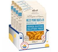 Mezze Penne Rigate N.28 Senza Glutine, 400 g, Pasta Corta Trafilata al Bronzo con Riso Integrale e Mais, Ideale per Primi Piatti, Confezione Multipla da 4/8/12 Pezzi (4 PEZZI)