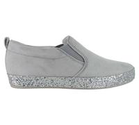 Mezze scarpe slip-on in pelle grigio argento da donna Gabor