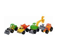 Mezzi di plastica assortiti: ruspa, trattore, betoniera e gru - confezione singola
