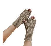 Mezzi guanti invernali da donna in lana lavorata a maglia, per l'autunno e l'inverno, in tinta unita, multicolore, per sci, corsa, sport, ciclismo all'aperto (D, taglia unica)