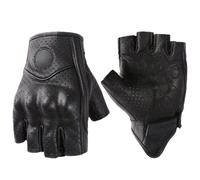Mezzi guanti unisex in pelle senza dita per motocross, motociclisti, motociclisti, motociclismo, neri, XXL