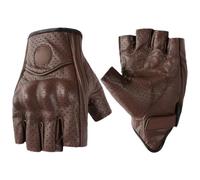Mezzi guanti unisex in pelle senza dita per motocross, motociclisti, motociclisti, motociclisti, colore marrone, XL