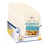 Mezzi Rigatoni N.51 Senza Glutine, 400 g, Pasta Corta Trafilata al Bronzo con Riso Integrale e Mais, Ideale per Primi Piatti e Pasta al Forno, Confezione Multipla da 4/8/12 Pezzi (12 PEZZI)