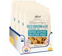 Mezzi Rigatoni N.51 Senza Glutine, 400 g, Pasta Corta Trafilata al Bronzo con Riso Integrale e Mais, Ideale per Primi Piatti e Pasta al Forno, Confezione Multipla da 4/8/12 Pezzi (4 PEZZI)