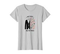Mezzo Adulto metà Caldo Pasticcio Divertente Millennial Graphic Tee Maglietta, Donna, Argento, M
