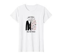 Mezzo Adulto metà Caldo Pasticcio Divertente Millennial Graphic Tee Maglietta, Donna, Bianco, M