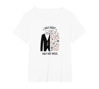 Mezzo Adulto metà Caldo Pasticcio Divertente Millennial Graphic Tee Maglietta, Donna Plus-Size, Bianco, 5X