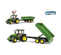 Mezzo agricolo Bruder JOHN DEERE Trattore con Rimorchio, modello 02108, per