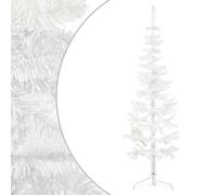 Mezzo albero di Natale artificiale bianco con supporto, PVC, 150 cm | Albero artificiale, PVC, da parete, perenne, salvaspazio