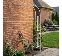Mezzo Arco da Giardino per Parete, Traliccio in Metallo per Rose e Piante Rampicanti, Supporto Decorativo Resistente per Esterno, Terrazzo e Cortile(White,60x240cm)